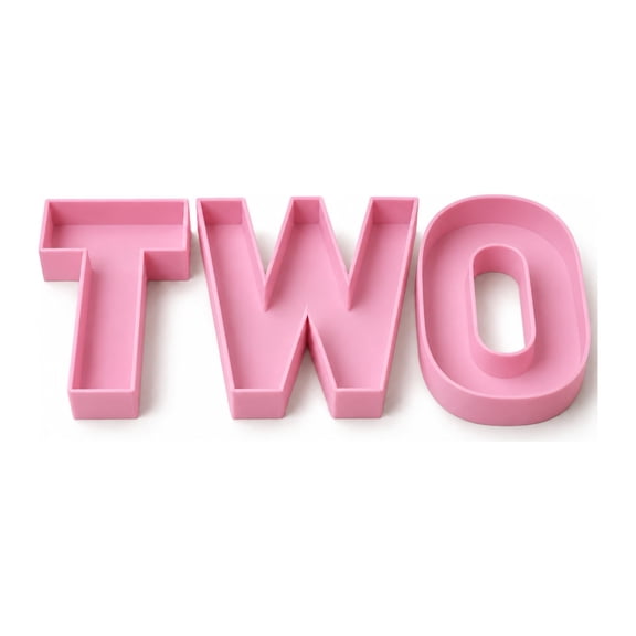 Custom Design It TWO Fillable Letter Trays, 2nd Birthday Charcuterie Boxes, 8 Inch, Pink