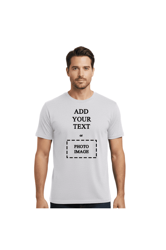 Custom Designed Crewneck T-Shirt | Personalized Shirt for Men Made with 5.3 Oz 100% Cotton | Short Sleeve Ash Color Tee - XL Size