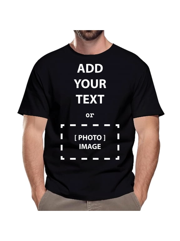 Custom Designed Crewneck T-Shirt | Personalized Shirt for Men Made with 5.3 Oz 100% Cotton | Short Sleeve Black Color Tee - 5XL Size