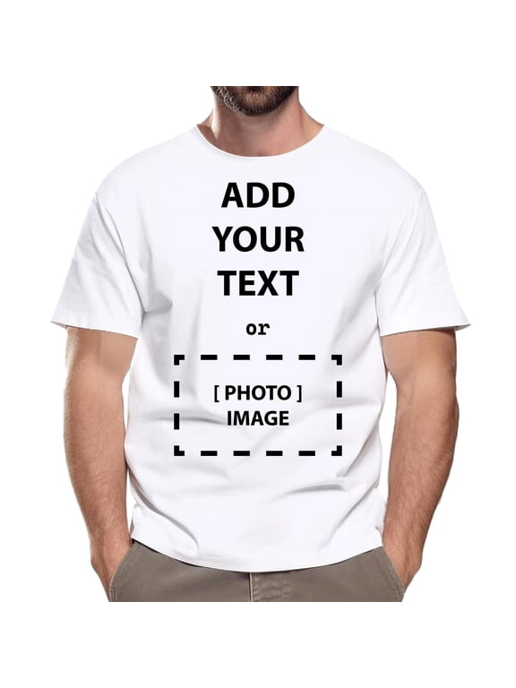 Custom Designed Crewneck T-Shirt | Personalized Shirt for Men Made with 5.3 Oz 100% Cotton | Short Sleeve White Color Tee - 5XL Size