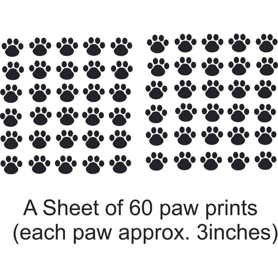 Custom Designs Cat Dog 60 Animal Paw Prints Removable 20x30 Inches