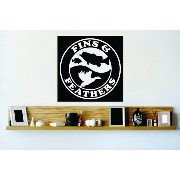 Custom Designs Fins And Feathers Fishing Hunting Quote Bathroom 20x20"
