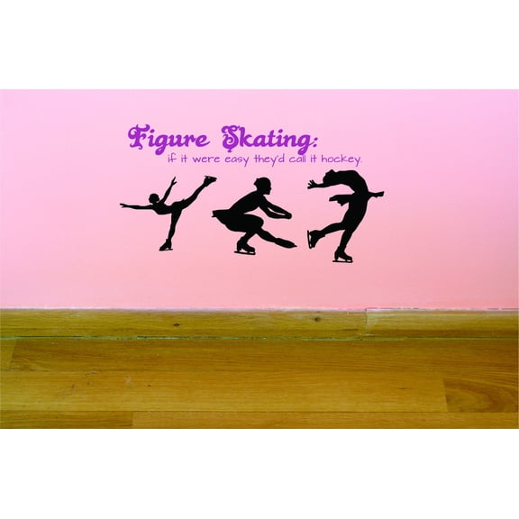 Custom Designs Skater Figure Ice Skating If It Were Easy They'd Call It Hockey Quote 14x28 Inches
