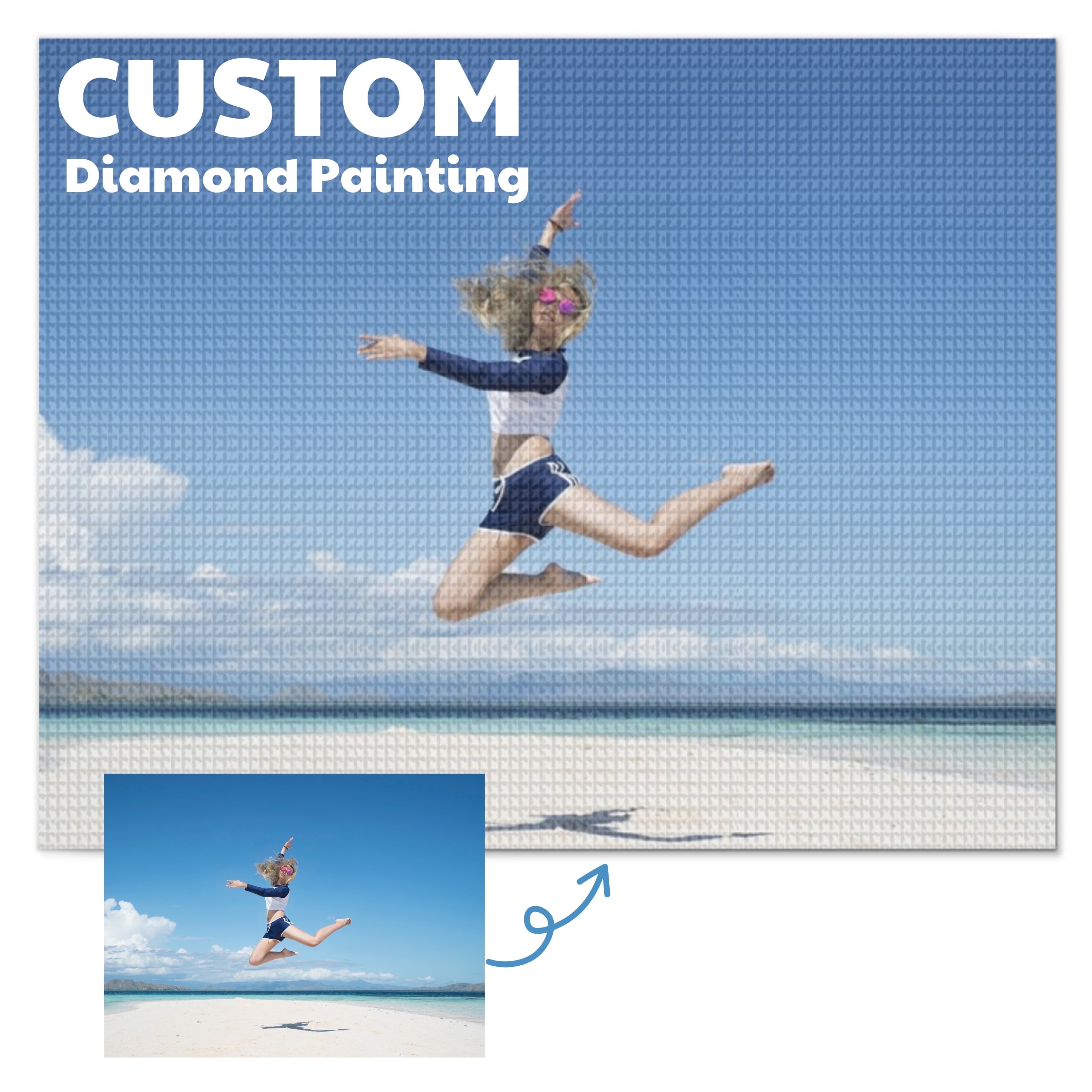 Custom Diamond Art Painting Kits from Your Photo, Personalized DIY Art and Craft Kits for Adults, Suitable for Gifts and Home Decoration, Square Drill, 19.7x11.8inch/50x30cm.