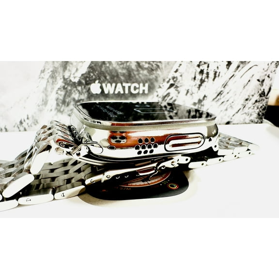 Custom Diamond Polished 49mm iWatch ULTRA with Mirror Finish Matching Link Band - 2022 Release - GPS LTE