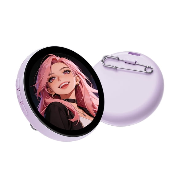 Custom Digital Badge E-Pin, 2-Inch IPS Screen Electronic Photo Video ID Card with HD Touch Display, Magnetic Design, Anime Fan Accessory, Dynamic Light Effects