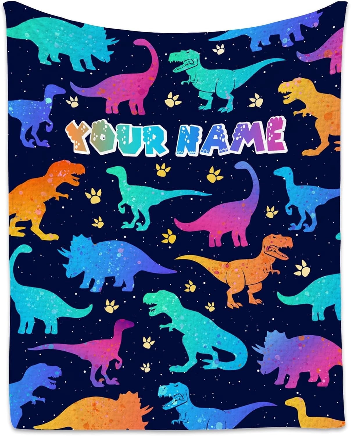 Custom Dinosaur Blanket with Name for Boys Girls, Personalized Dinosaur Gifts for Boys, 50"x60" Toddler Blankets for Boys, Kids Throw Blanket for Couch Bed, Soft Fuzzy Fluffy Throw Blanket