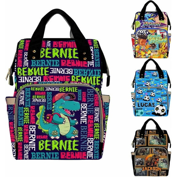 Custom Dinosaur Diaper Bag for Baby Boys Personalized Name Diaper Bag Backpack with Changing Station Customized Travel School Bag Outdoor Nursing Nappy Mommy Backpack with Adjustable Shoulder Straps