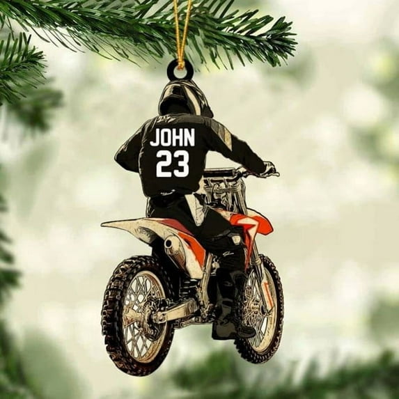 Custom Dirt Bike Acrylic Ornament, Dirt Bike Christmas Ornament 2025, Dirt Bike Player Ornament, Dirt Bike Tree Decor, Dirt Bike 2025, Gifts for Dirt Bike Lovers, Players (DB10) - 3131 (Black)
