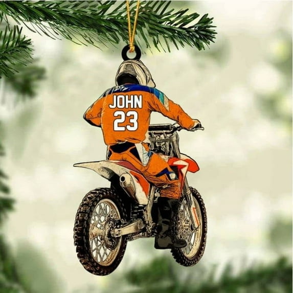 Custom Dirt Bike Acrylic Ornament, Dirt Bike Christmas Ornament 2025, Dirt Bike Player Ornament, Dirt Bike Tree Decor, Dirt Bike 2025, Gifts for Dirt Bike Lovers, Players (DB10) - 3131 (Orange)