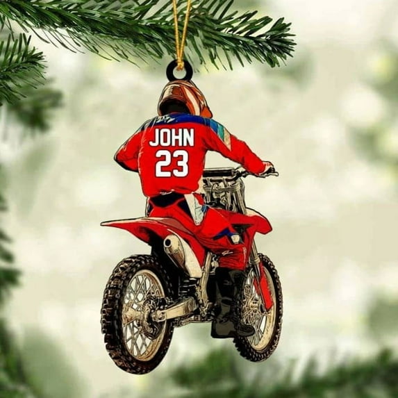 Custom Dirt Bike Acrylic Ornament, Dirt Bike Christmas Ornament 2025, Dirt Bike Player Ornament, Dirt Bike Tree Decor, Dirt Bike 2025, Gifts for Dirt Bike Lovers, Players (DB10) - 3131 (Red)