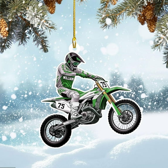 Custom Dirt Bike Acrylic Ornament, Dirt Bike Christmas Ornament 2025, Dirt Bike Player Ornament, Dirt Bike Tree Decor, Dirt Bike 2025, Gifts for Dirt Bike Lovers, Players (DB17) - 3187 (Green)