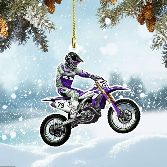 Custom Dirt Bike Acrylic Ornament, Dirt Bike Christmas Ornament 2025, Dirt Bike Player Ornament, Dirt Bike Tree Decor, Dirt Bike 2025, Gifts for Dirt Bike Lovers, Players (DB17) - 3187 (Purple)