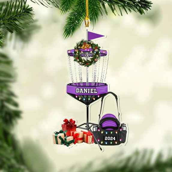 Custom Disc Golf Ornaments 2025 Gift for Disc Golf Lover Disc Golf Ornament for Christmas Xmas Disc Golf Ornament Golfer Gift (DG14) - 3399 (Purple)