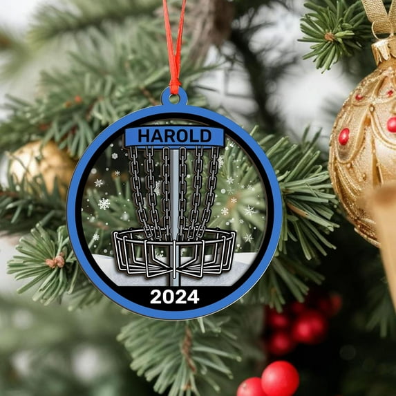 Custom Disc Golf Ornaments 2025 Gift for Disc Golf Lover Disc Golf Ornament for Christmas Xmas Disc Golf Ornament Golfer Gift (DG17) - 3400 (Blue)