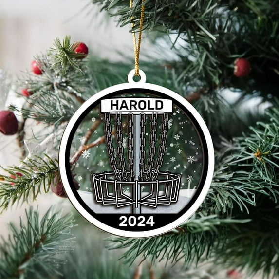 Custom Disc Golf Ornaments 2025 Gift for Disc Golf Lover Disc Golf Ornament for Christmas Xmas Disc Golf Ornament Golfer Gift (DG17) - 3400 (White)