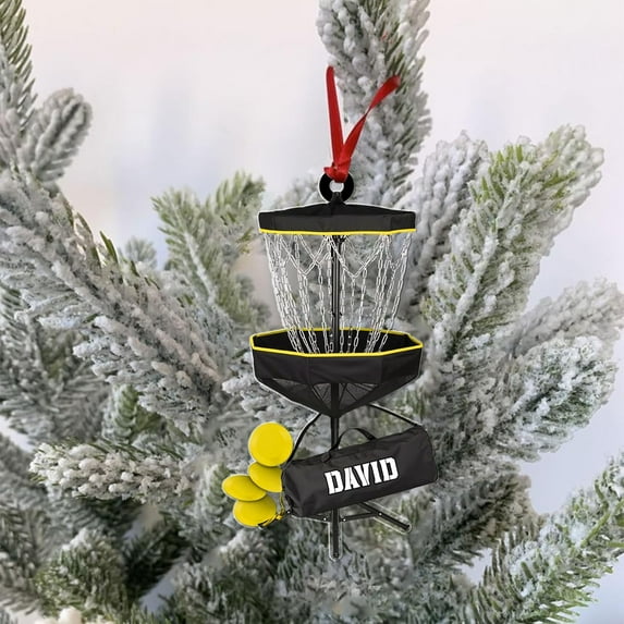 Custom Disc Golf Ornaments 2025 Gift for Disc Golf Lover Disc Golf Ornament for Christmas Xmas Disc Golf Ornament Golfer Gift (DG18) - 3402 (Yellow)