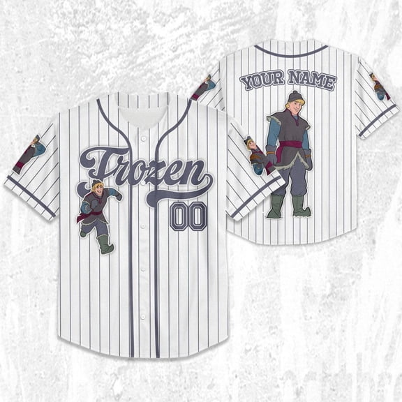 Custom Disney Frozen Kristoff Simple Stripe Baseball Jersey - Wondermento