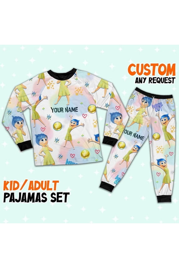 Custom Disney Inside Out Joy Yellow Color Pajamas Set Baseball Jersey - Wondermento