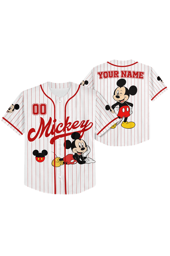 Custom Disney Mickey Mouse Baseball Jersey, Disney Mickey and Friends Jersey, Disneyland Baseball Team Matching Outfit, Birthday Gifts