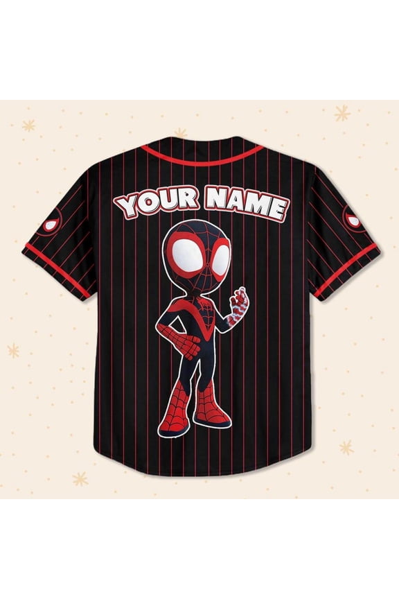 Custom Disney Spidey And Friends Miles Morales Baseball Jersey - Wondermento