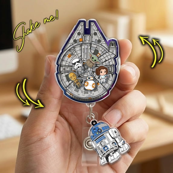 Custom Disney Star Wars Shaker Badge Reel, Disney Galaxy Acrylic ID Holder, Funny Han Solo Goofy Stormtrooper Reel, Star Wars Fan G6G308-6