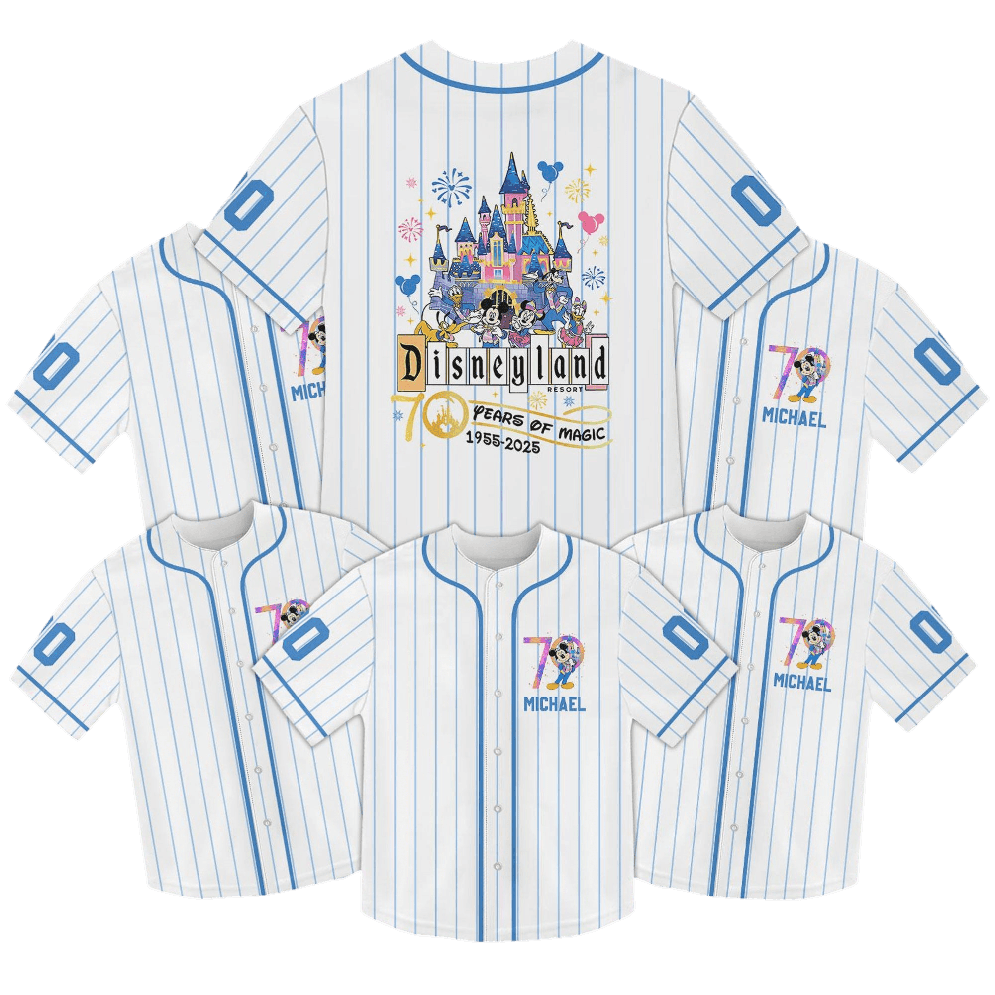 Custom Disneyland 70th Anniversary Baseball Jersey, Mickey Mouse ...