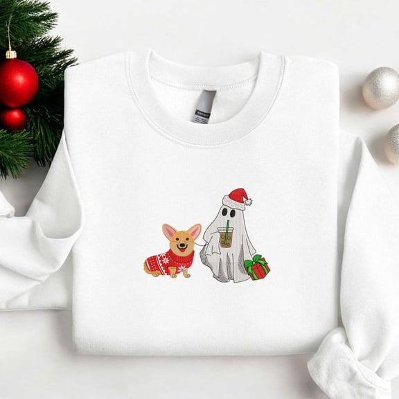 Custom Dog Breed Santa Christmas Embroidered Sweatshirt