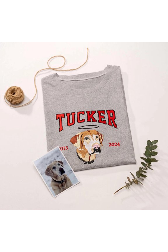 Custom Dog Face Embroidered Sweatshirt, Embroidered Cat Sweatshirt, Dog Lover, Personalized Gift For Mom, Unisex Sweatshirt LINHKHA