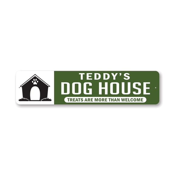Custom Dog House Aluminum Metal Decor Sign - 4x18 inches