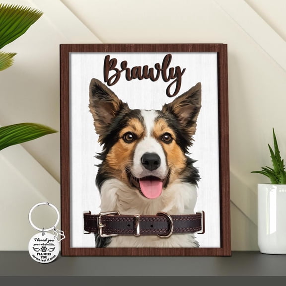 Custom Dog Memorial Frame with Collar Holder, Pet Loss Portrait, Sympathy Gift, Dog Remembrance Photo Frame, Pet Bereavement Keepsake