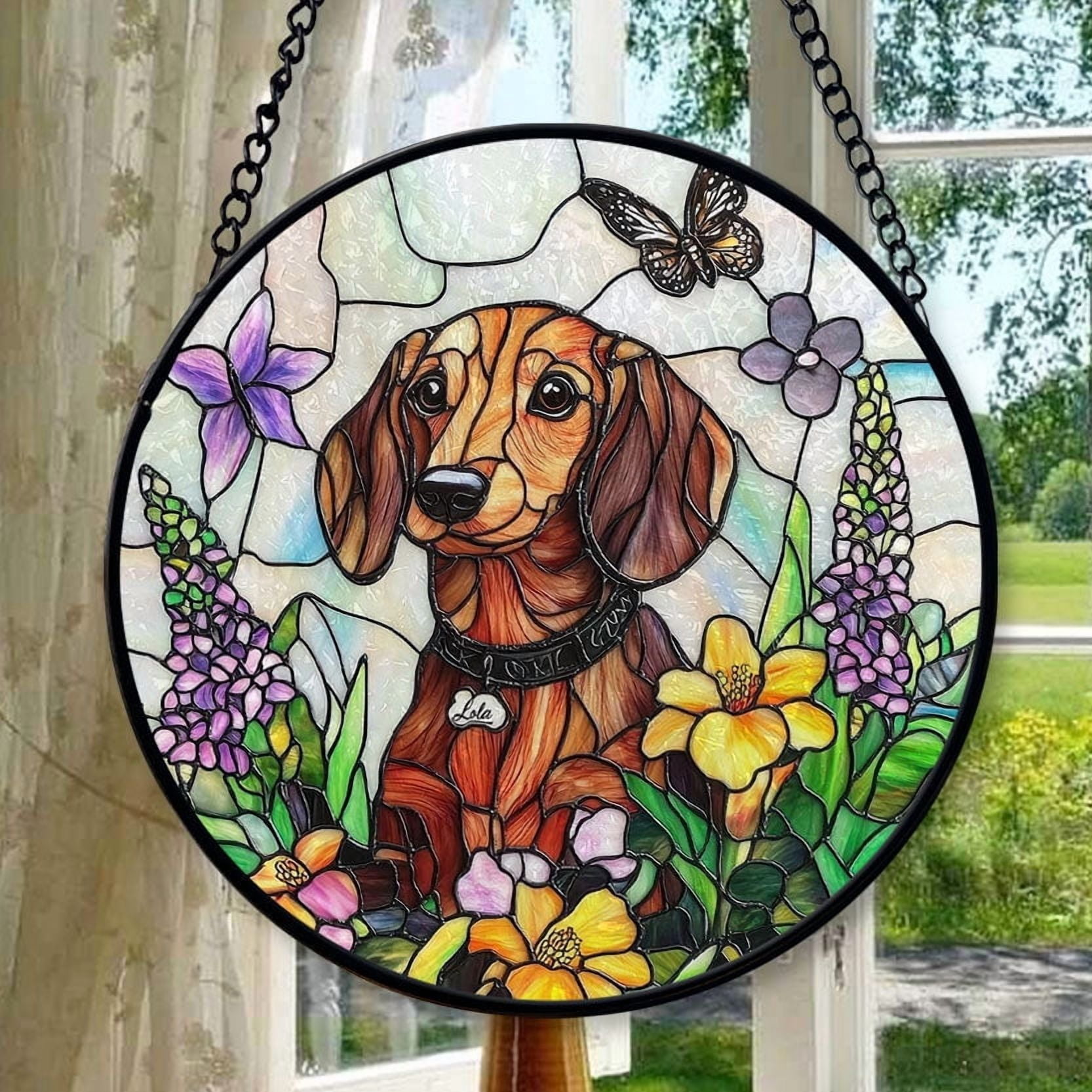 Custom Dog Memorial Gifts Cat Loss Pet Suncatcher Stained Glass Rainbow ...