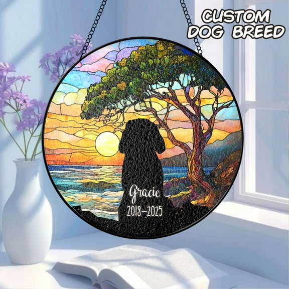 Custom Dog Memorial Stained Glass Suncatcher, In Loving Memory Dog Memorial, Loss of Dog Sympathy Gift, Dog Remembrance Gift