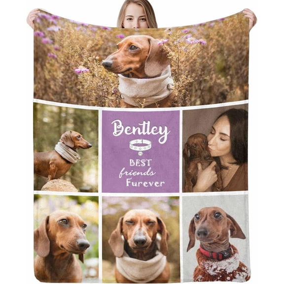 Custom Dog Photo Blanket - Personalized Picture Blankets for Pets Dog Lover - Customized Gifts Using My Own Photos - Fleece Flannel Plush Microfiber Blanket for Couch Bed Sofa (6 Photos Collage)
