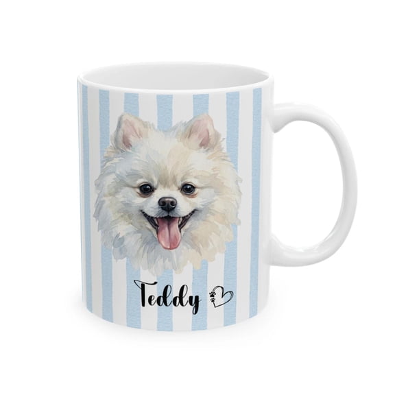 Custom Dog Photo Mug Personalized Pet Name Coffee Cup Watercolor Portrait Gift, Bekilab Ceramic Coffee Mug, 11oz 15oz Gift