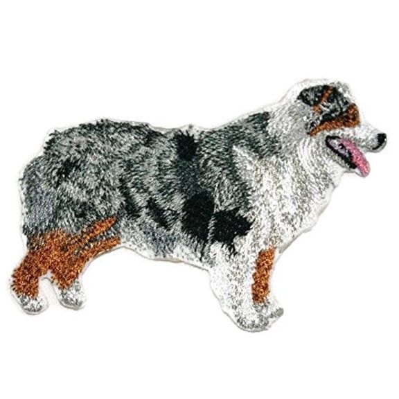 Custom Dog Portrait [Australian Shepherd] Embroidery Iron On Patch [4.5" x 3.5"]