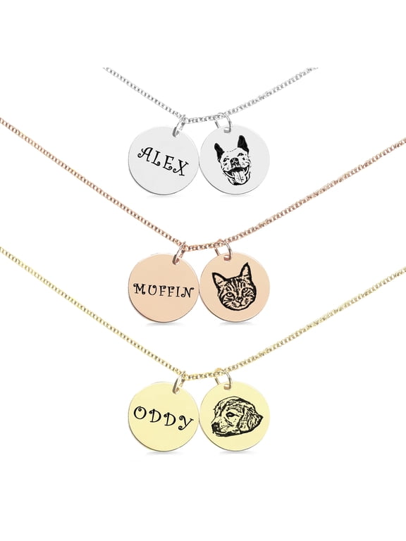 Custom Dog Portrait Necklace with Photo and Name – Personalized Dog Memorial Jewelry, Pet Face Necklace, Dog Mom Gift, Pet Loss Keepsake, Dog Lover Jewelry