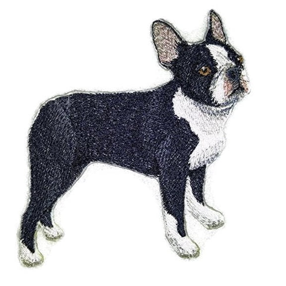 Custom Dog Portraits [Boston Terrier] Embroidery Iron On/Sew patch [4.5" x 4.5"]