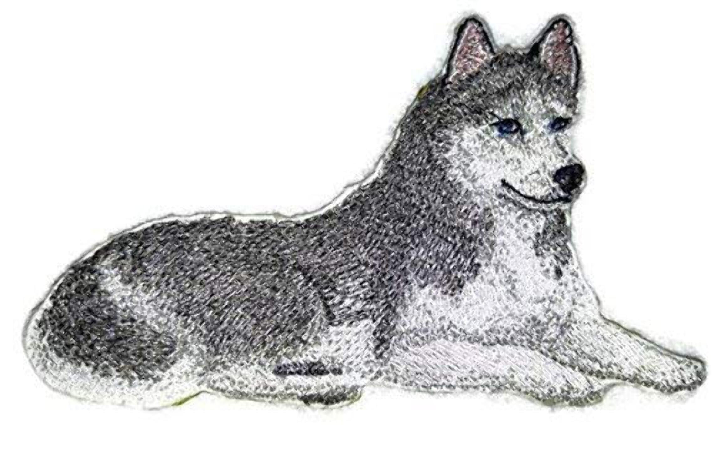 Custom Dog Portraits[Siberian Husky] Embroidered Iron On/Sew Patch [5" x 3"]