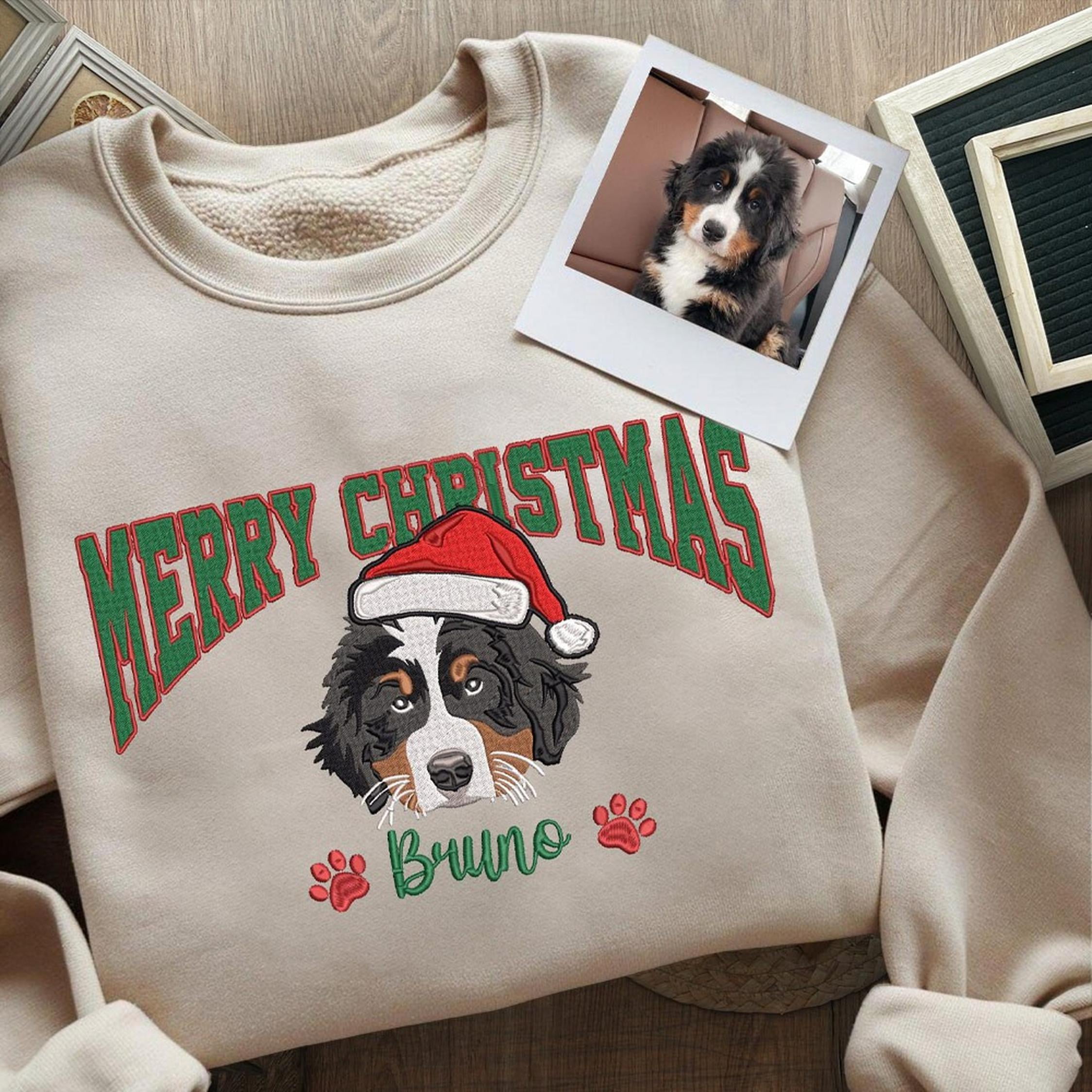 Custom Dog Sweatshirt with Dogs Face on It Christmas Pet
