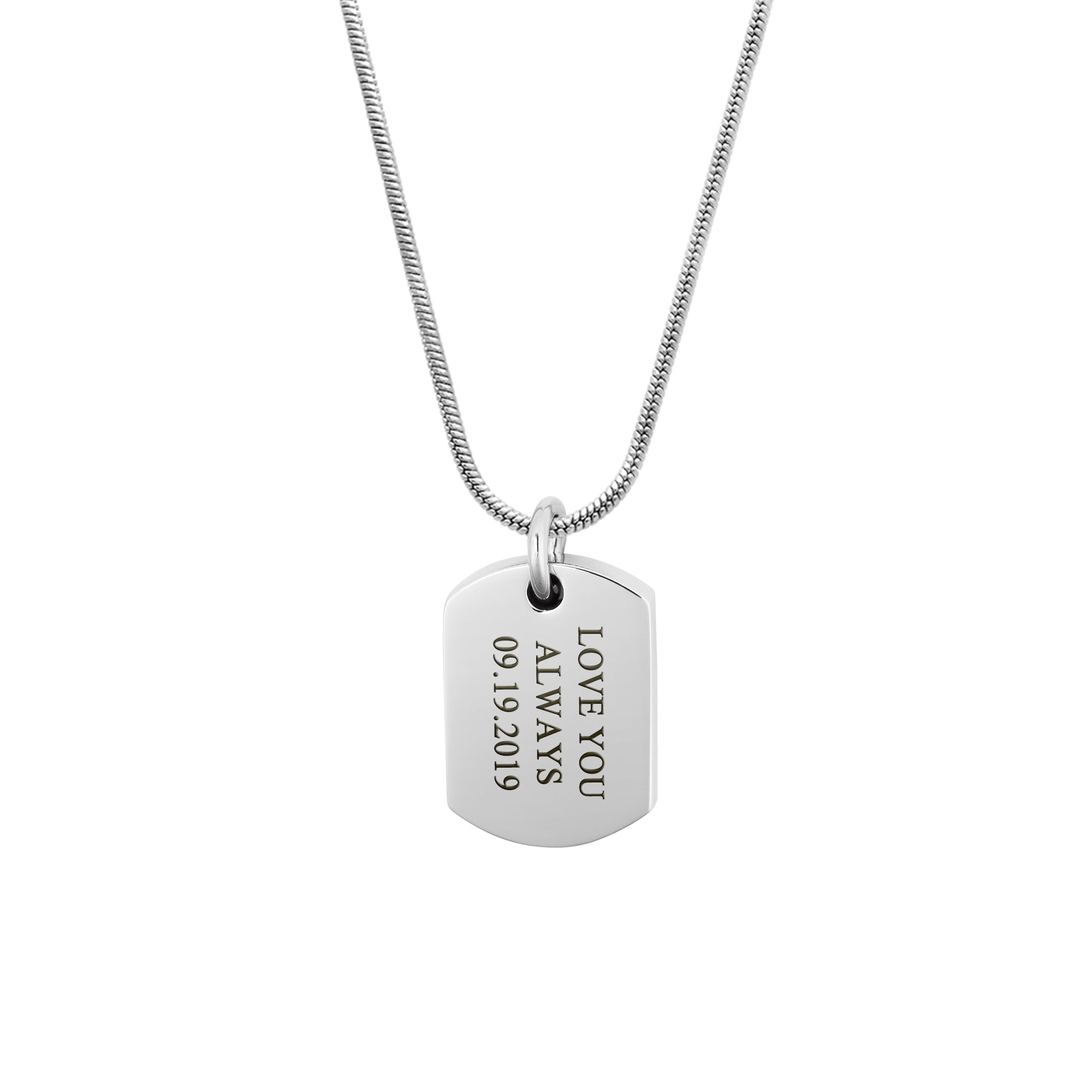 Custom Dog Tag Cremation Necklac, Engraving Dog Tag Urn Ashes Holder for Pets, Silver Dog Tag Ashes Jewelry, Cremated Ashes Holder Jewelry Fill Kit and Box Ships Next Day! [Front and Back Engraving]