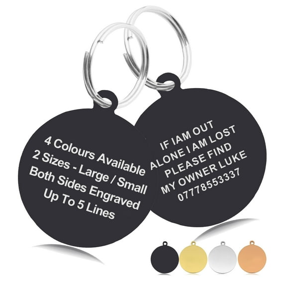 Custom Dog Tag, Personalized Stainless Steel Pet ID Collar Tags,  Custom Text Both Sides Engraved, Multi-Colors for Dogs and Cats