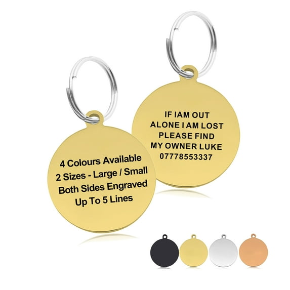 Custom Dog Tag, Personalized Stainless Steel Pet ID Collar Tags,  Custom Text Both Sides Engraved, Multi-Colors for Dogs and Cats