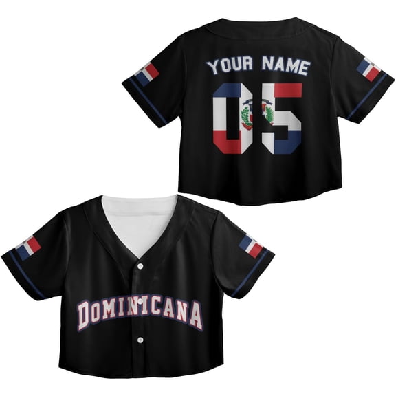 Custom Dominica Republic Crop Top Baseball Jersey Dominicana Republic Shirt for Team Dominican Flag Jersey for Men Women (S)