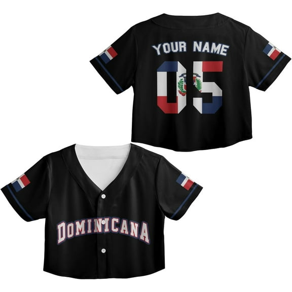 Custom Dominica Republic Crop Top Baseball Jersey Dominicana Republic Shirt for Team Dominican Flag Jersey for Men Women (XL)