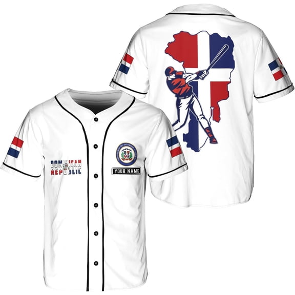 Custom Dominican Jersey for Men Dominican Baseball Jersey Dominican Baseball Jersey Dominicana Shirt Dominican Flag Jersey (3XL)