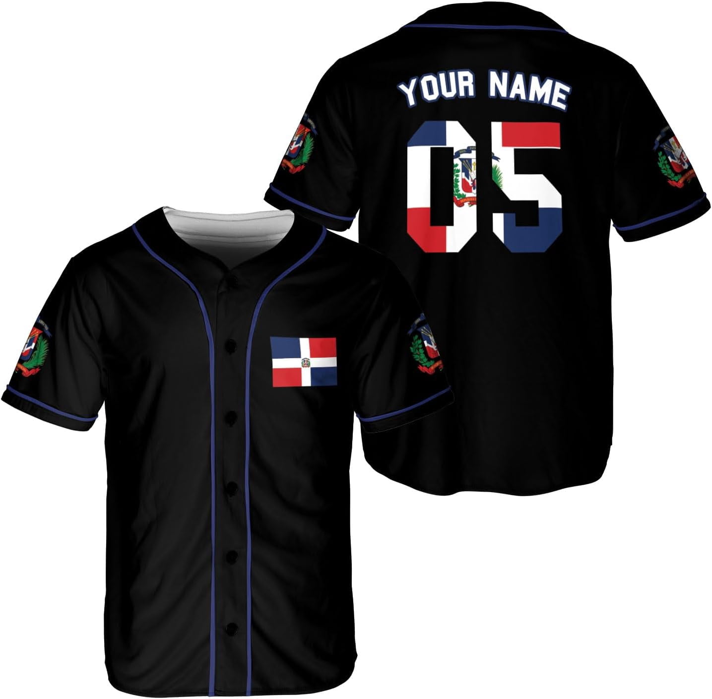 Dominican Republic Baseball Jersey - Embroidered "REPÚBLICA DOMINICANA" With Flag Patch
