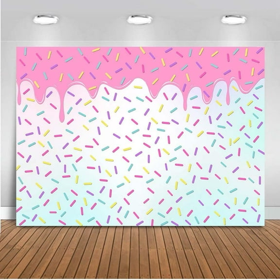 Custom Donut Backdrop Donut Grow Up Colorful Confetti Sprinkle Donut Party Decorations Girl Birthday Baby Shower Birthday Photography Background Cake Table Banner (8x6ft)