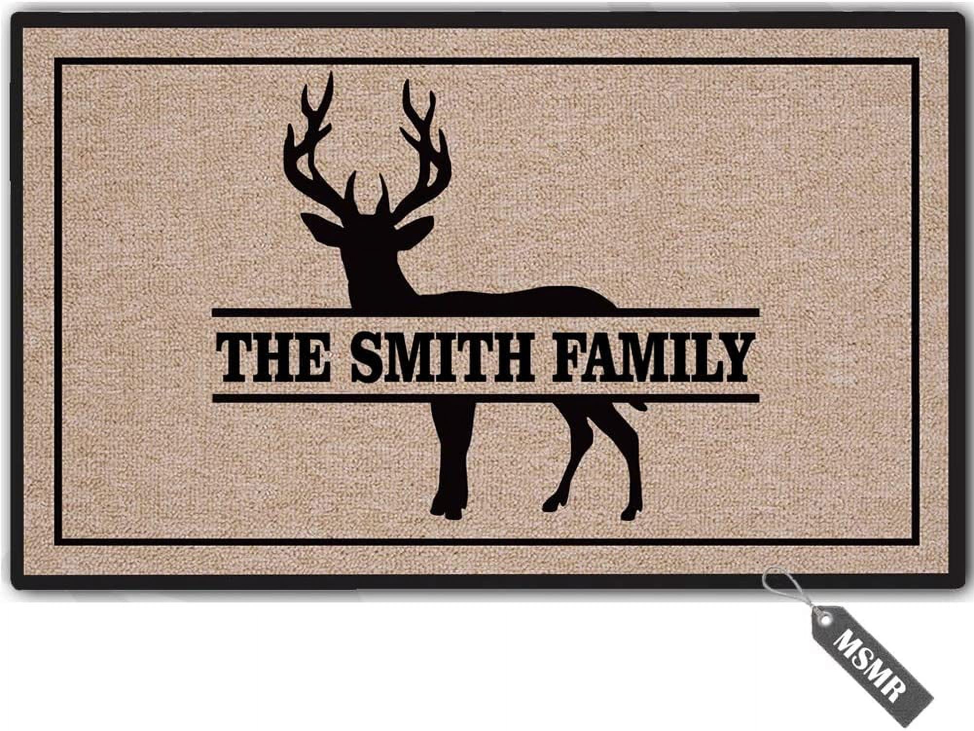 Custom Door Mat Personalized Family Name Deer Doormat Indoor/Outdoor