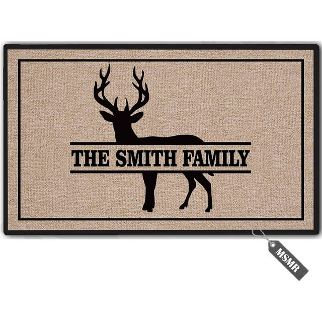 Custom Door Mat Personalized Family Name Deer Doormat Indoor/Outdoor